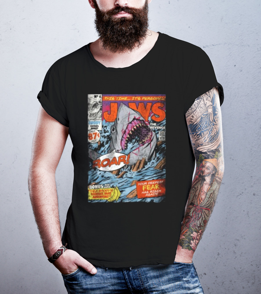 Fright-Rags Jaws The Revenge Comic Cover Shark Roar Adventure T-Shirt