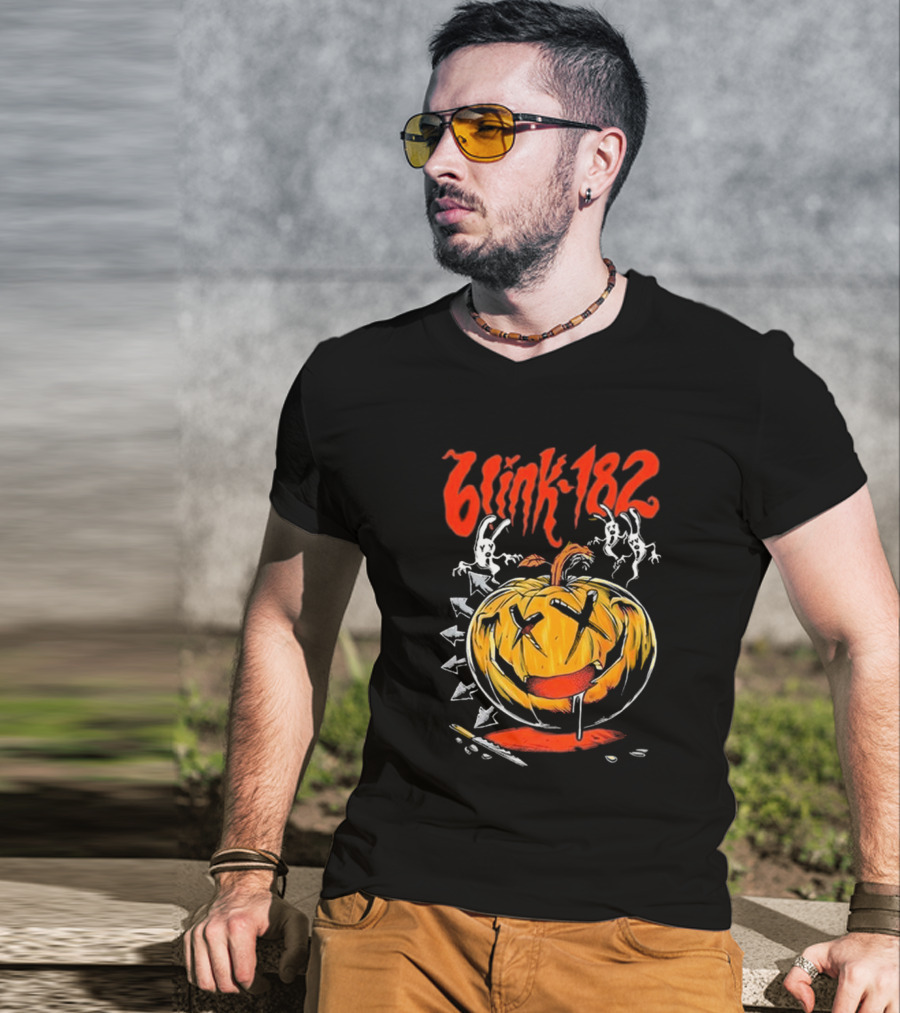 Blink-182 Halloween Pumpkin With Ghosts And Arrows T-Shirt