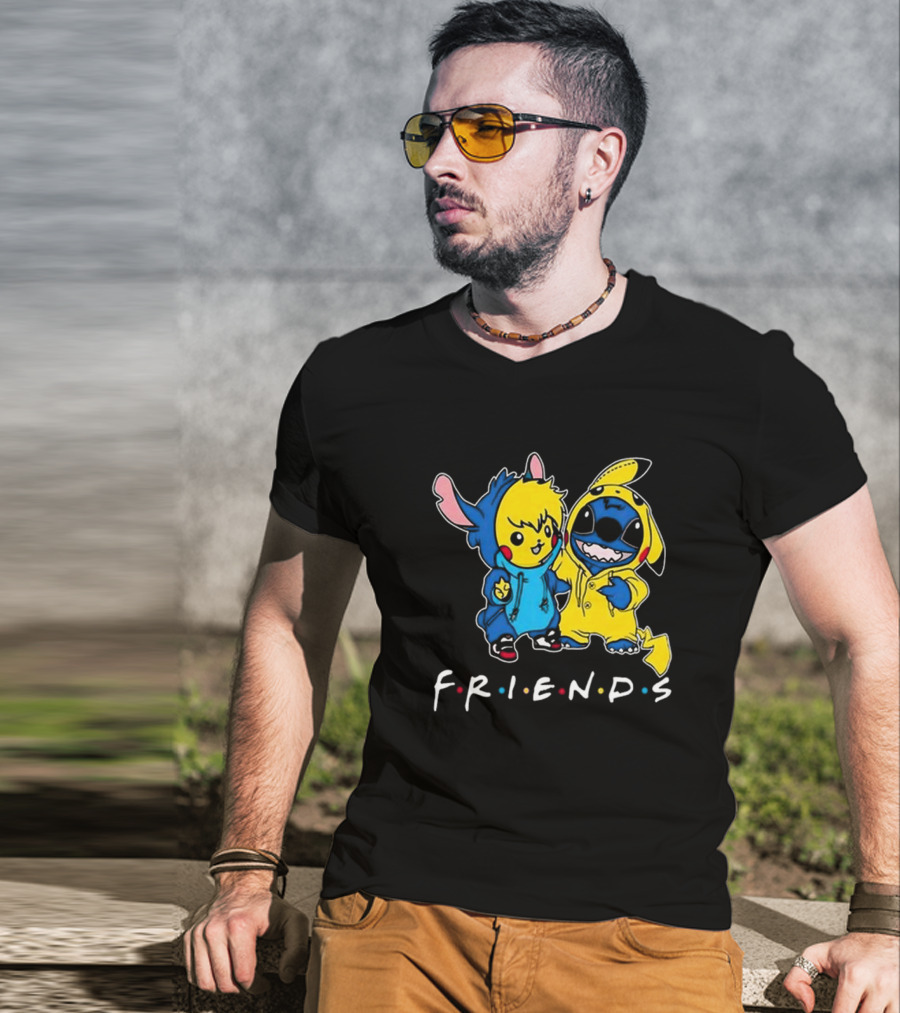 Friends Stitch And Pokemon Pikachu Friends For Life Disney T-Shirt