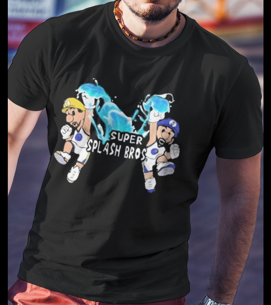 Super Splash Bros Steph Curry And Klay Thompson Mario Themed Basketball Duo T-Shirt