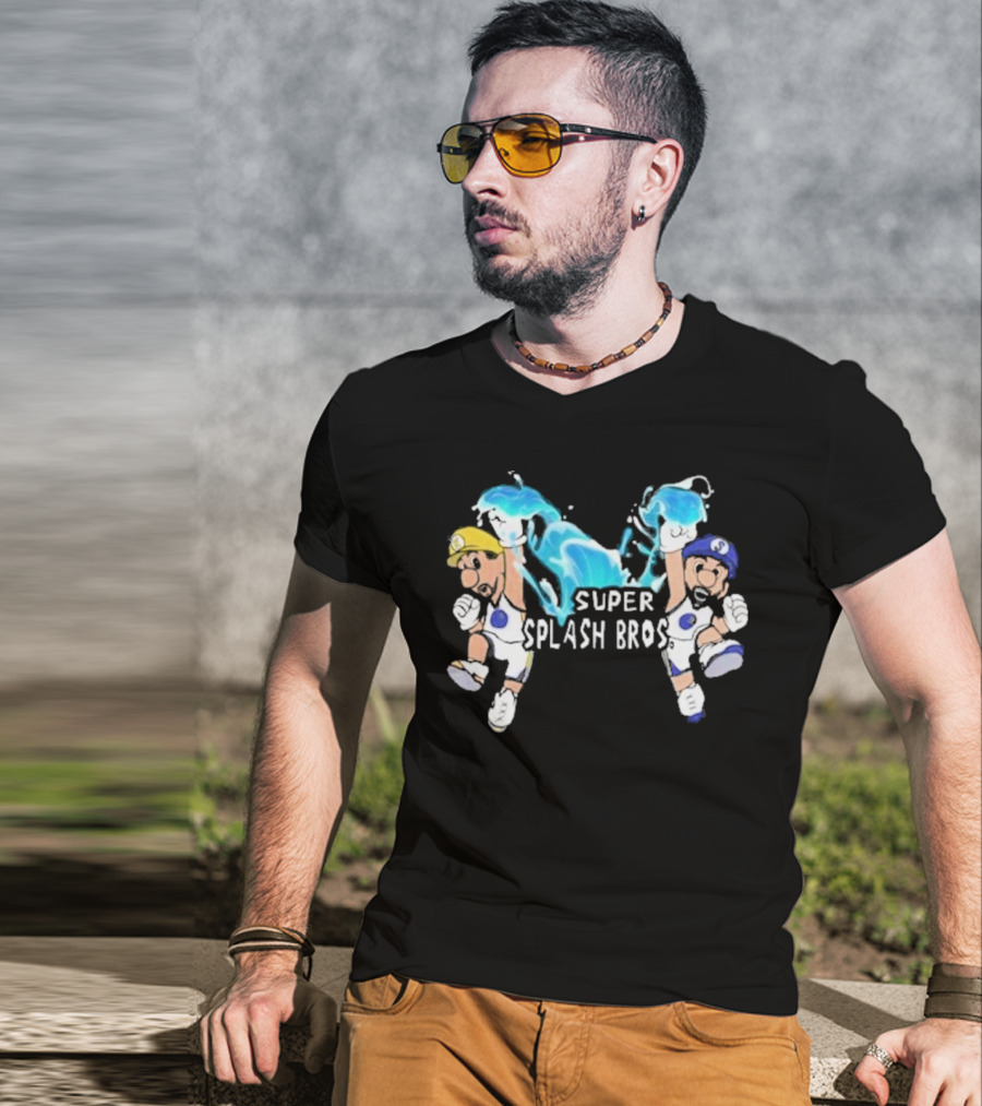 Super Splash Bros Steph Curry And Klay Thompson Mario Themed Basketball Duo T-Shirt