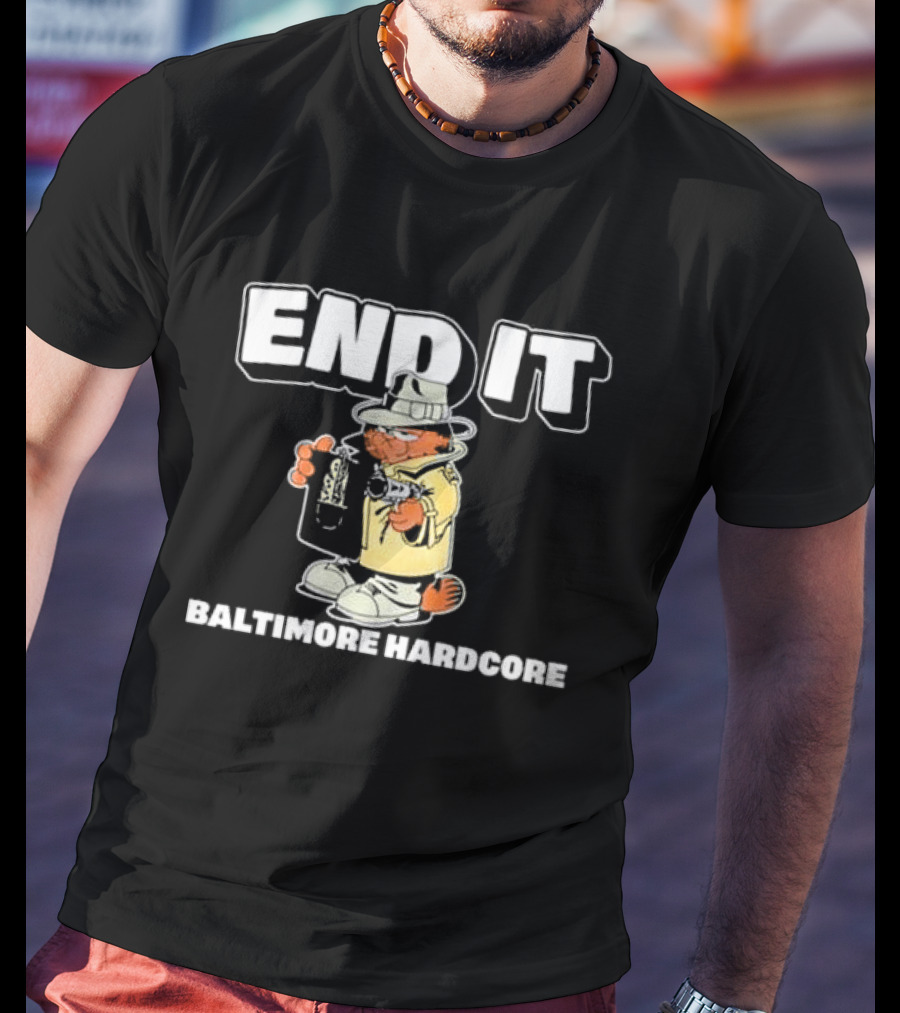 End It Baltimore Hardcore Garfield Trench Coat Detective T-Shirt