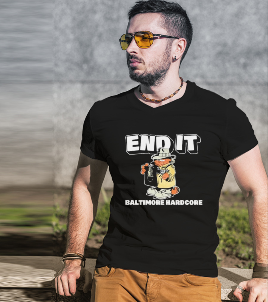 End It Baltimore Hardcore Garfield Trench Coat Detective T-Shirt