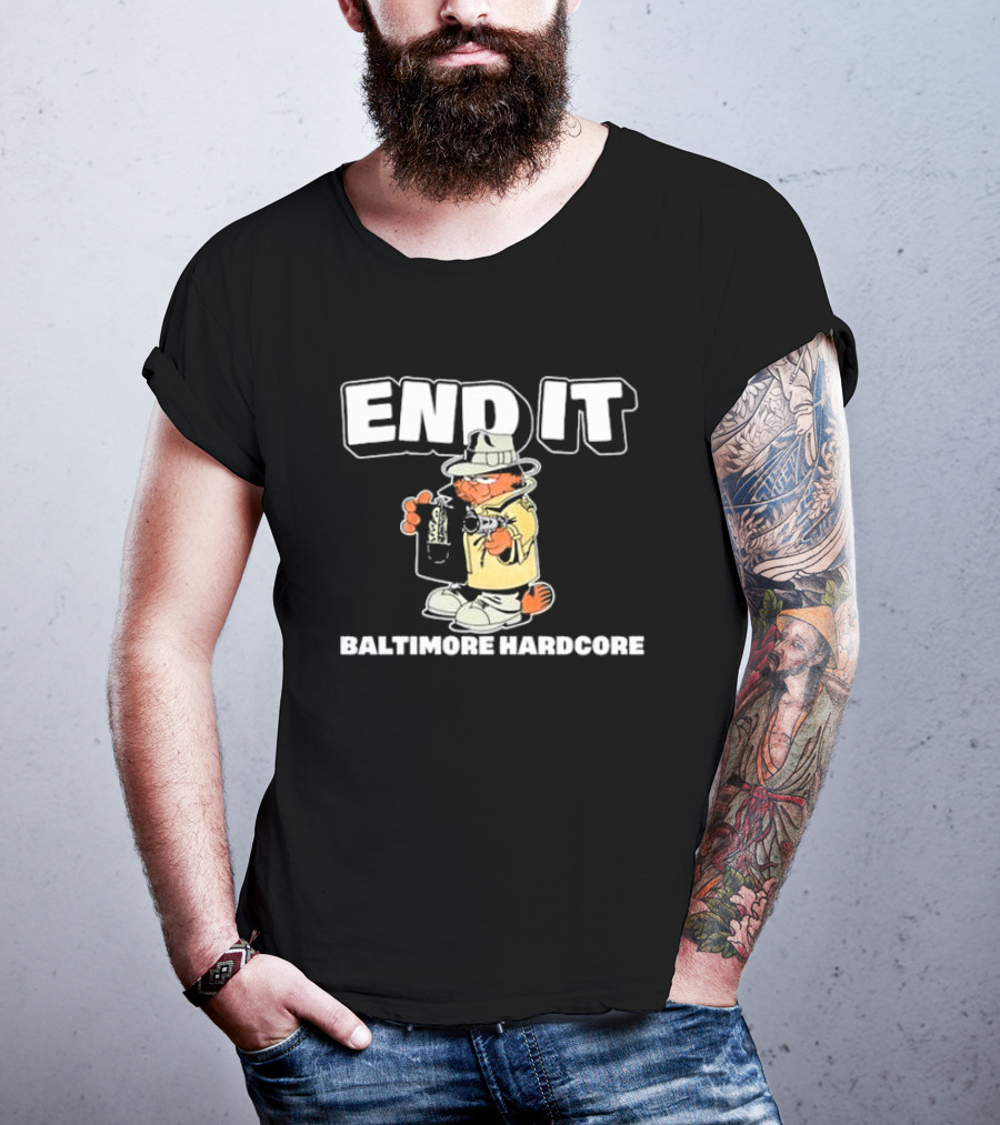 End It Baltimore Hardcore Garfield Trench Coat Detective T-Shirt