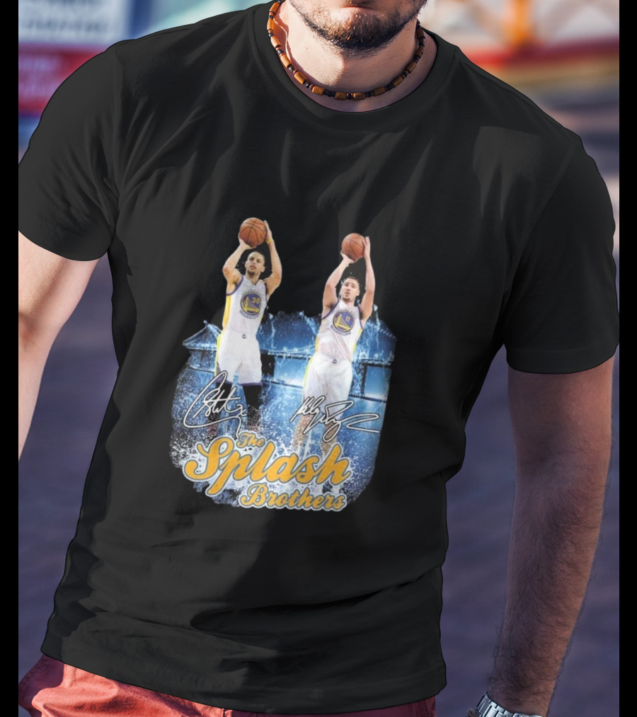 Golden State Warriors Stephen Curry Klay Thompson Splash Brothers Signatures T-Shirt