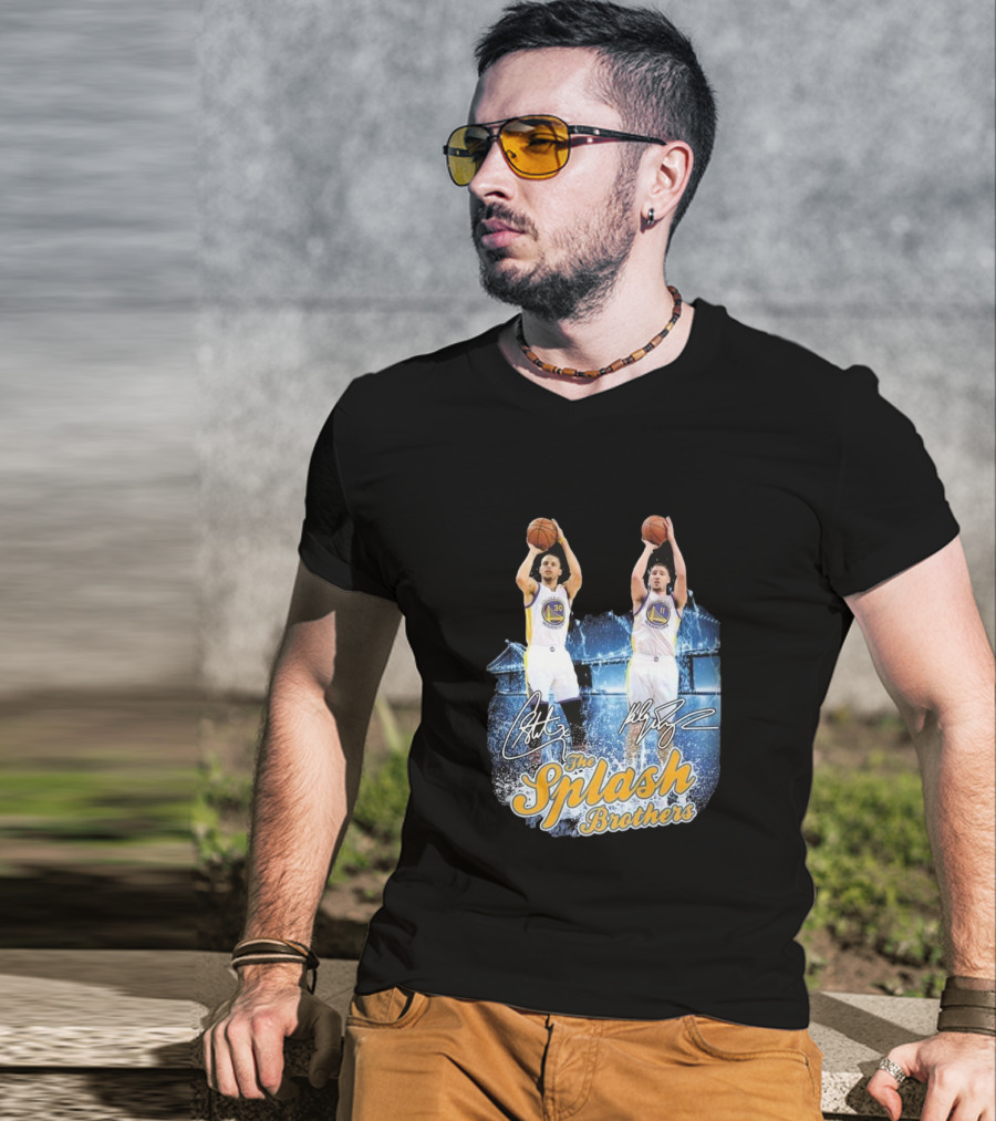 Golden State Warriors Stephen Curry Klay Thompson Splash Brothers Signatures T-Shirt