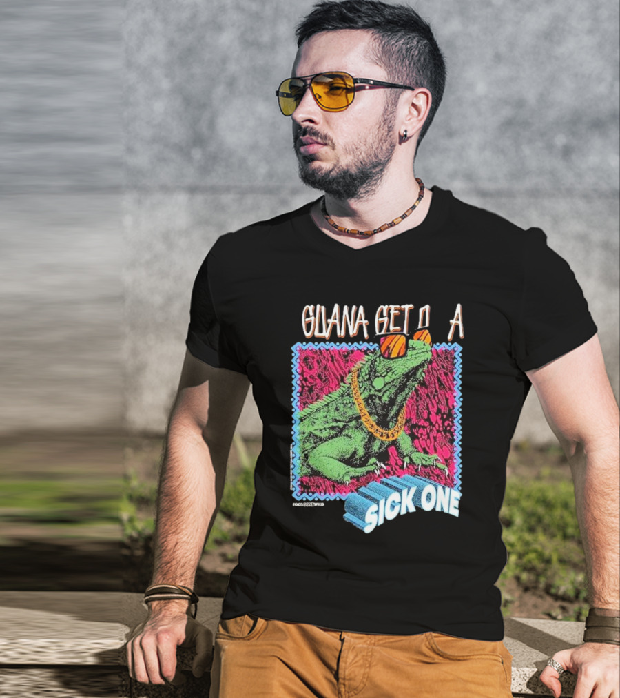 Foos Gone Wild Iguana Get On A Sick One With Sunglasses And Gold Chain T-Shirt