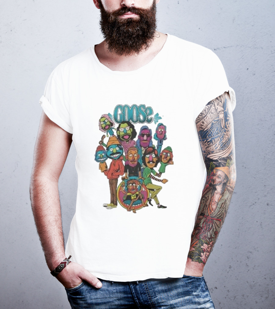 GOOSE Puppets Vibrant Cartoon Characters Ensemble T-Shirt