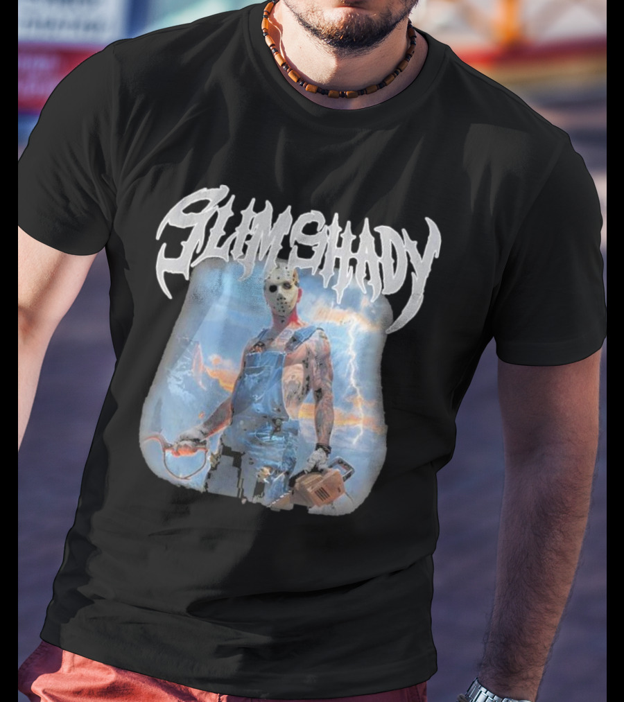 Slim Shady Eminem Chainsaw Masked Horror Character T-Shirt