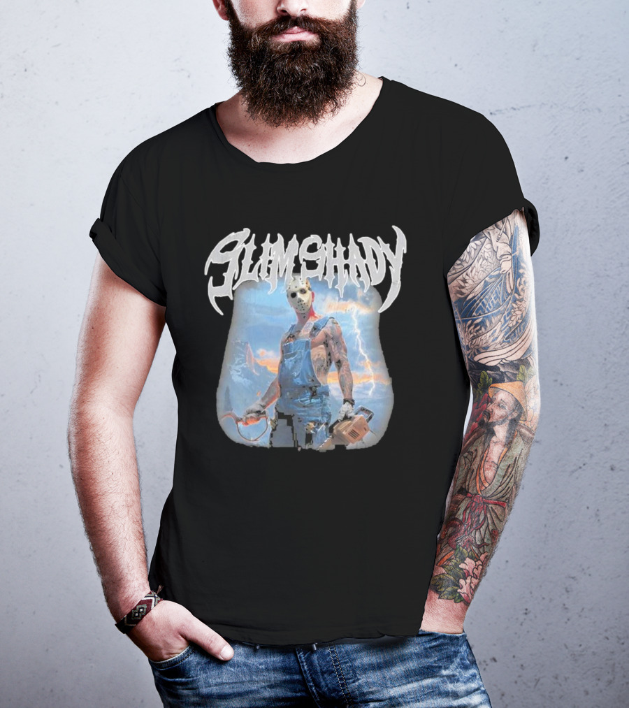 Slim Shady Eminem Chainsaw Masked Horror Character T-Shirt