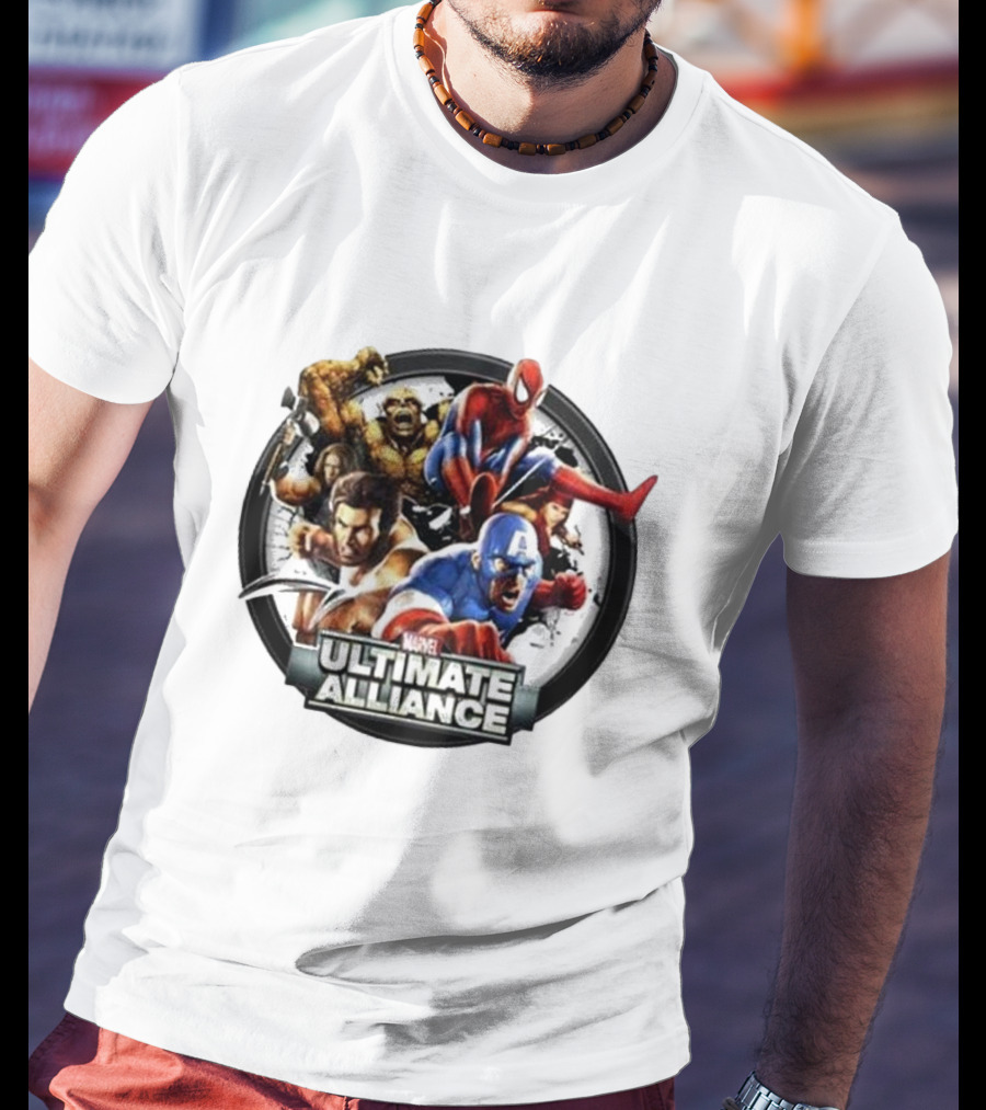 Tobey Maguire Spider-Man Featured In Marvel Ultimate Alliance Heroes Assemblage T-Shirt