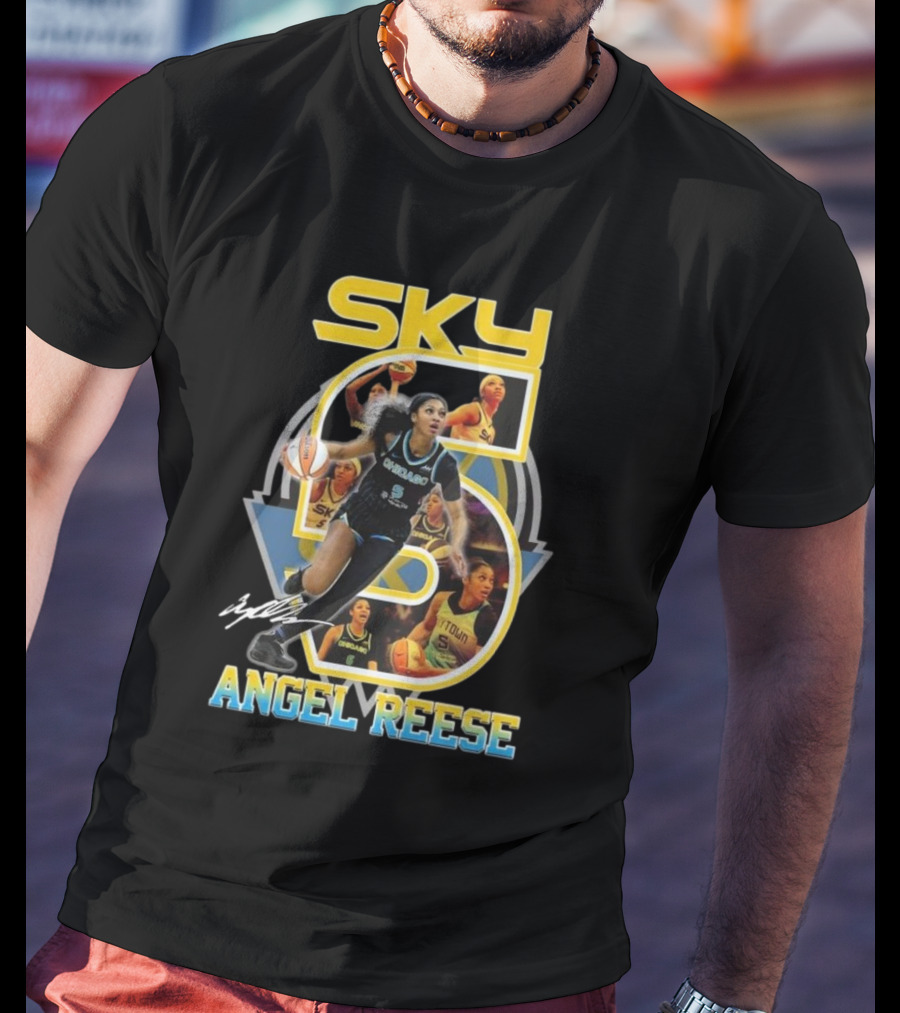 Chicago Sky Angel Reese 5 Signature WNBA T-Shirt