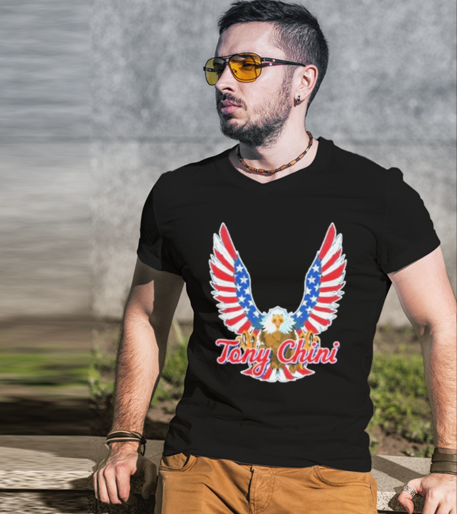 Tony Chini American Flag Eagle Wings T-Shirt