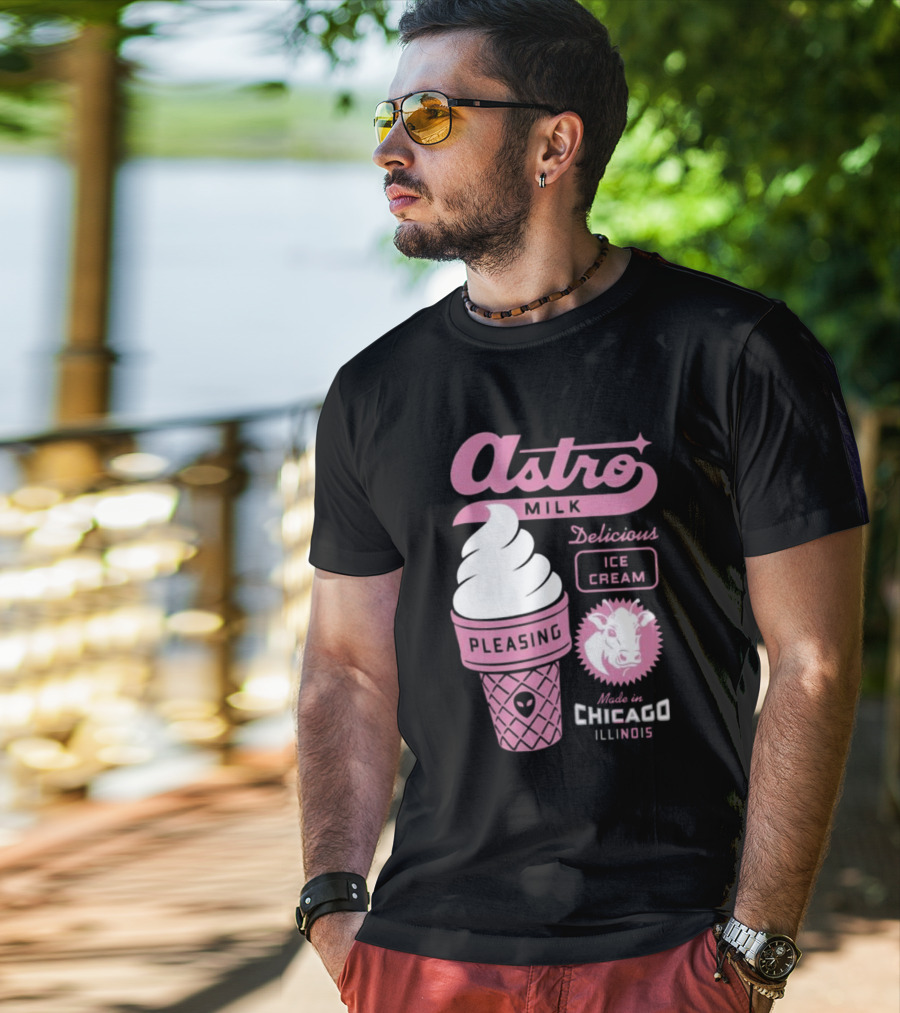 Astro Milk Delicious Ice Cream Pleasing Made In Chicago Illinois T-Shirt