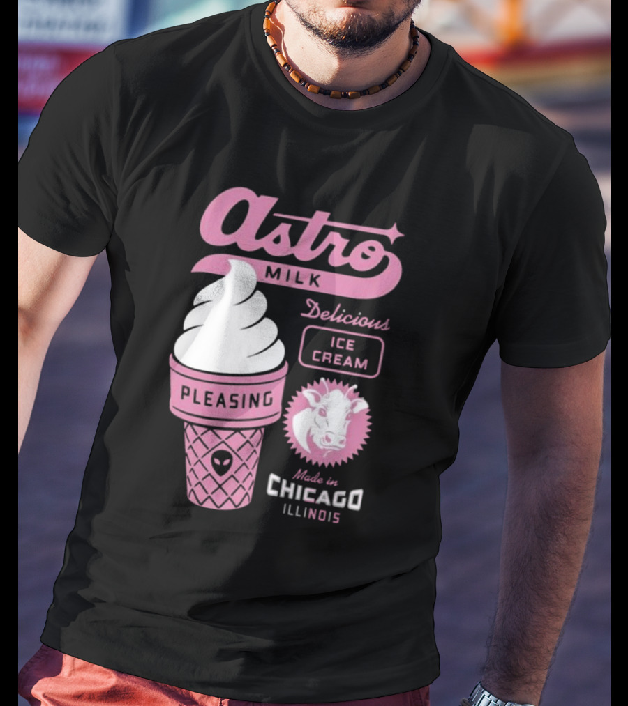 Astro Milk Delicious Ice Cream Pleasing Made In Chicago Illinois T-Shirt