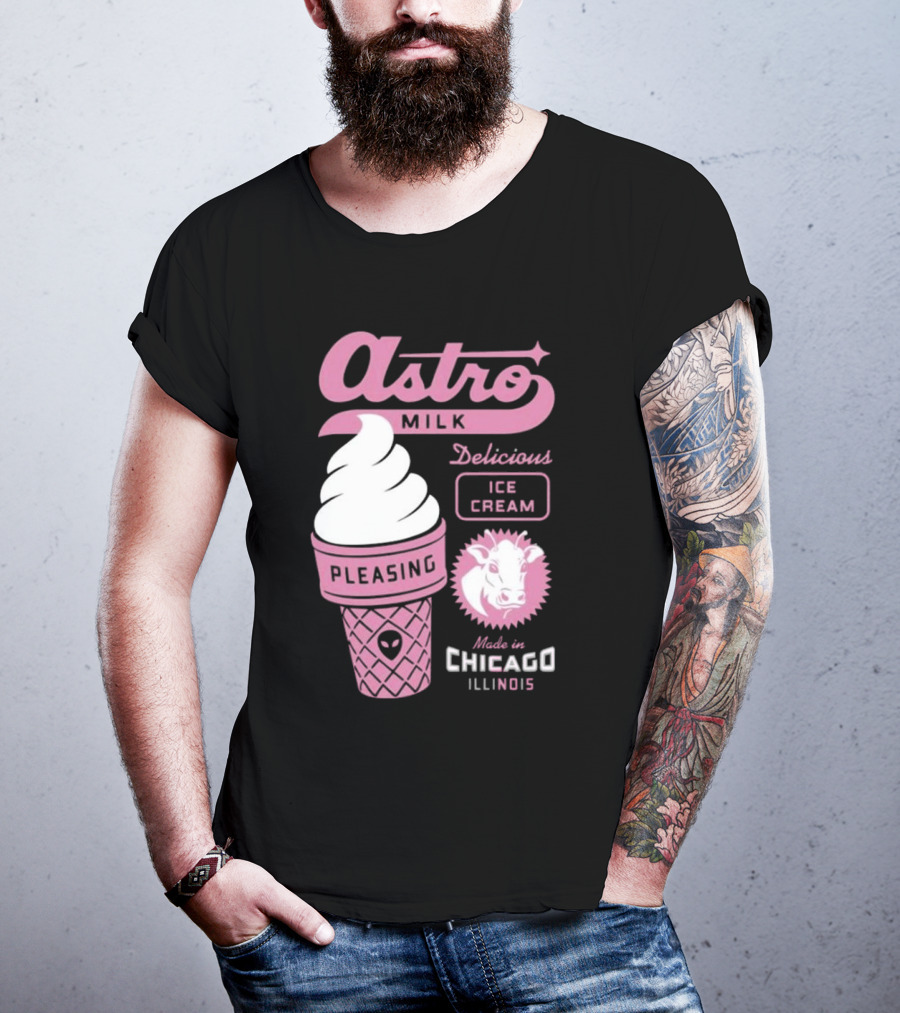 Astro Milk Delicious Ice Cream Pleasing Made In Chicago Illinois T-Shirt