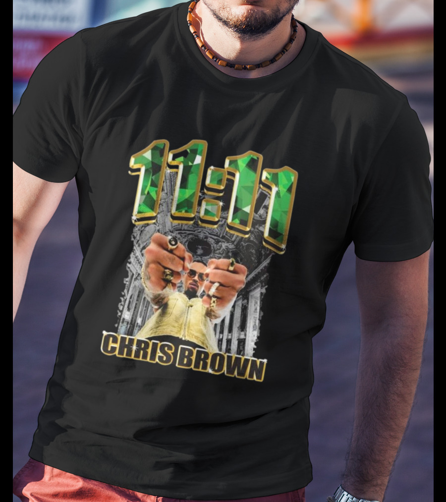 11:11 Chris Brown Emeralds And Gold T-Shirt