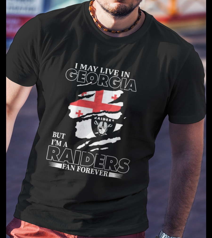 Las Vegas Raiders Fan Forever Living In Georgia With Raiders Logo And Flag T-Shirt