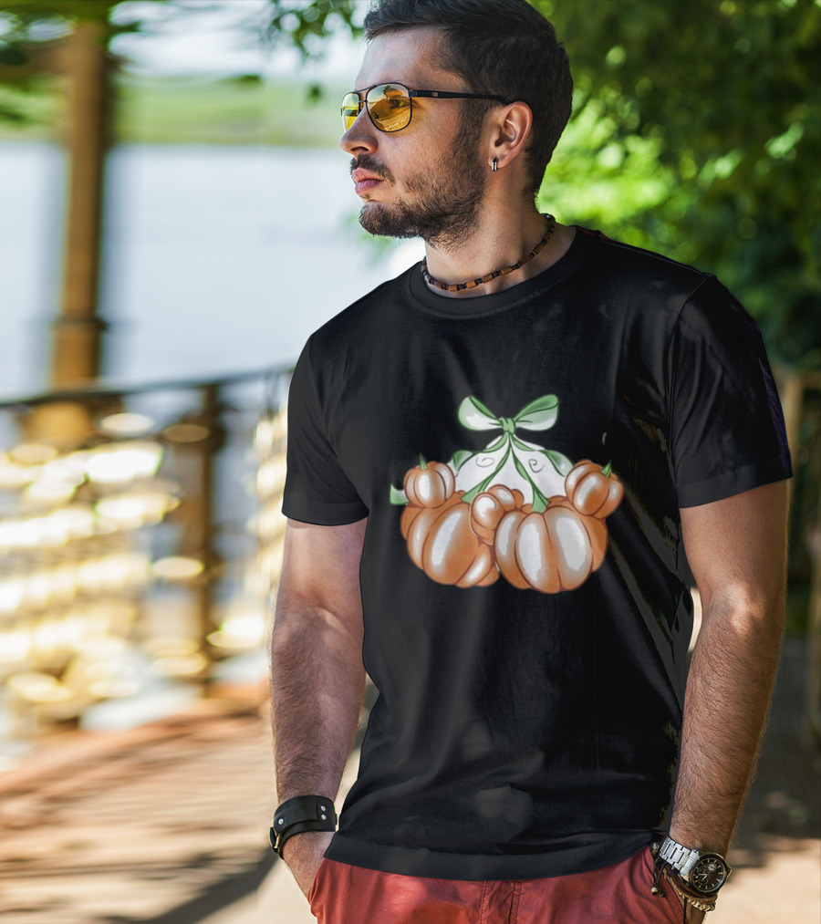 Ropedropthreads Pumpkin Bow Cluster T-Shirt