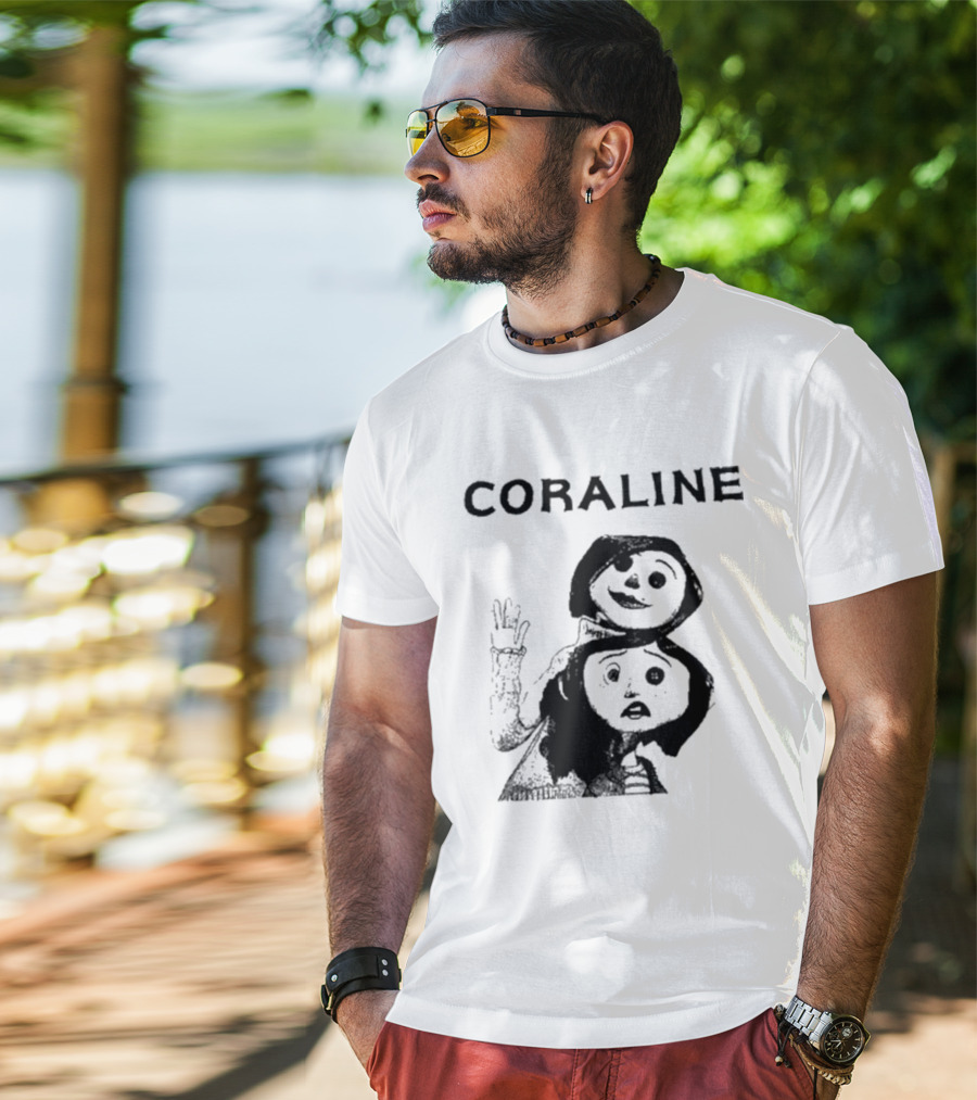 Coraline Movie Character Duo Fan Merchandise T-Shirt
