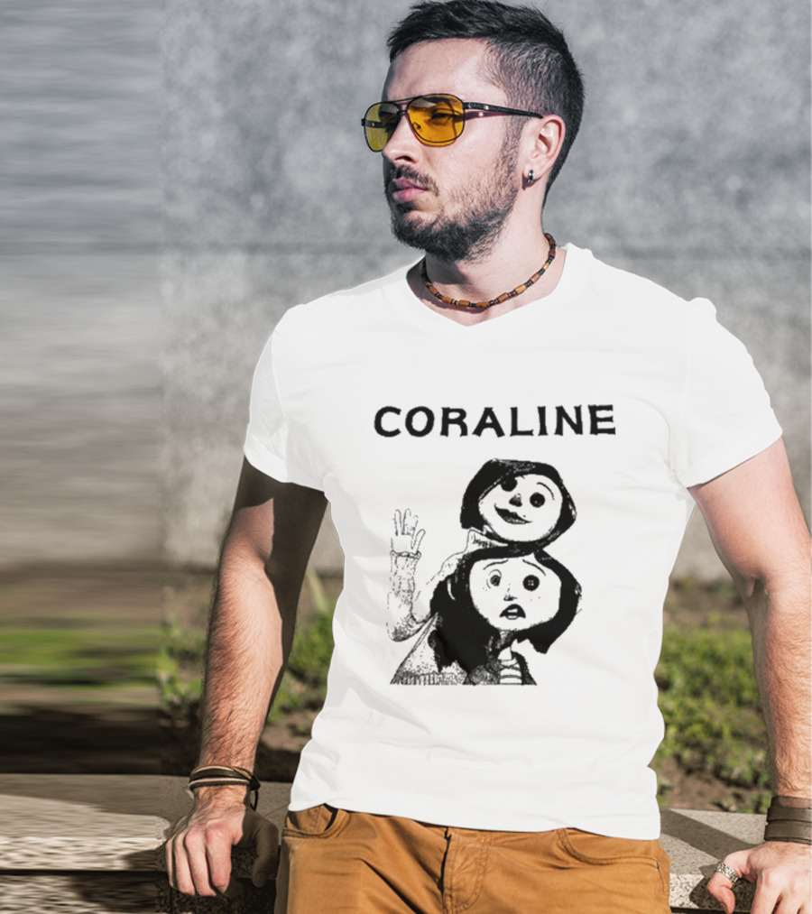 Coraline Movie Character Duo Fan Merchandise T-Shirt