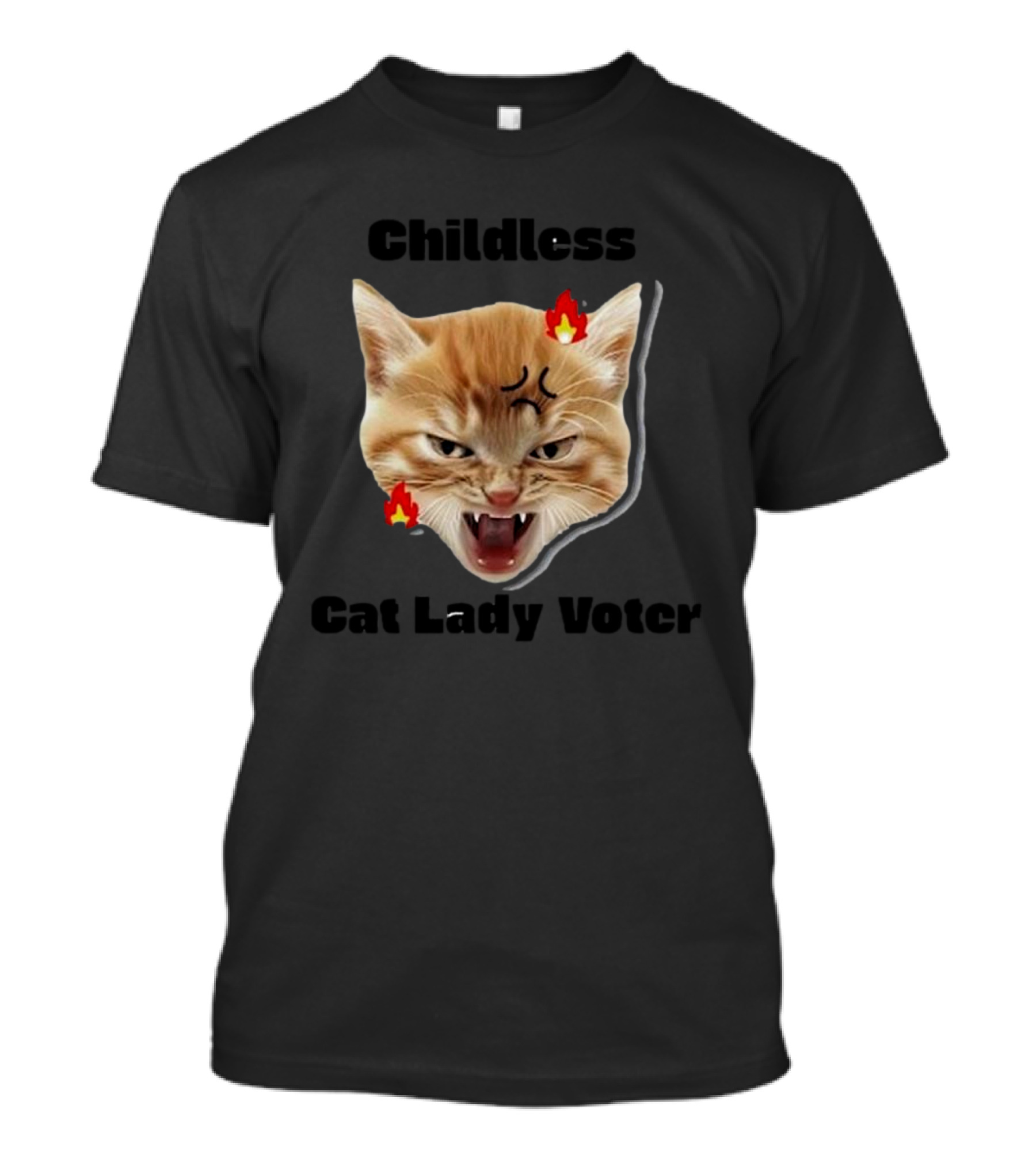 Childless Angry Cat Lady Voter Flame Emoji T-Shirt