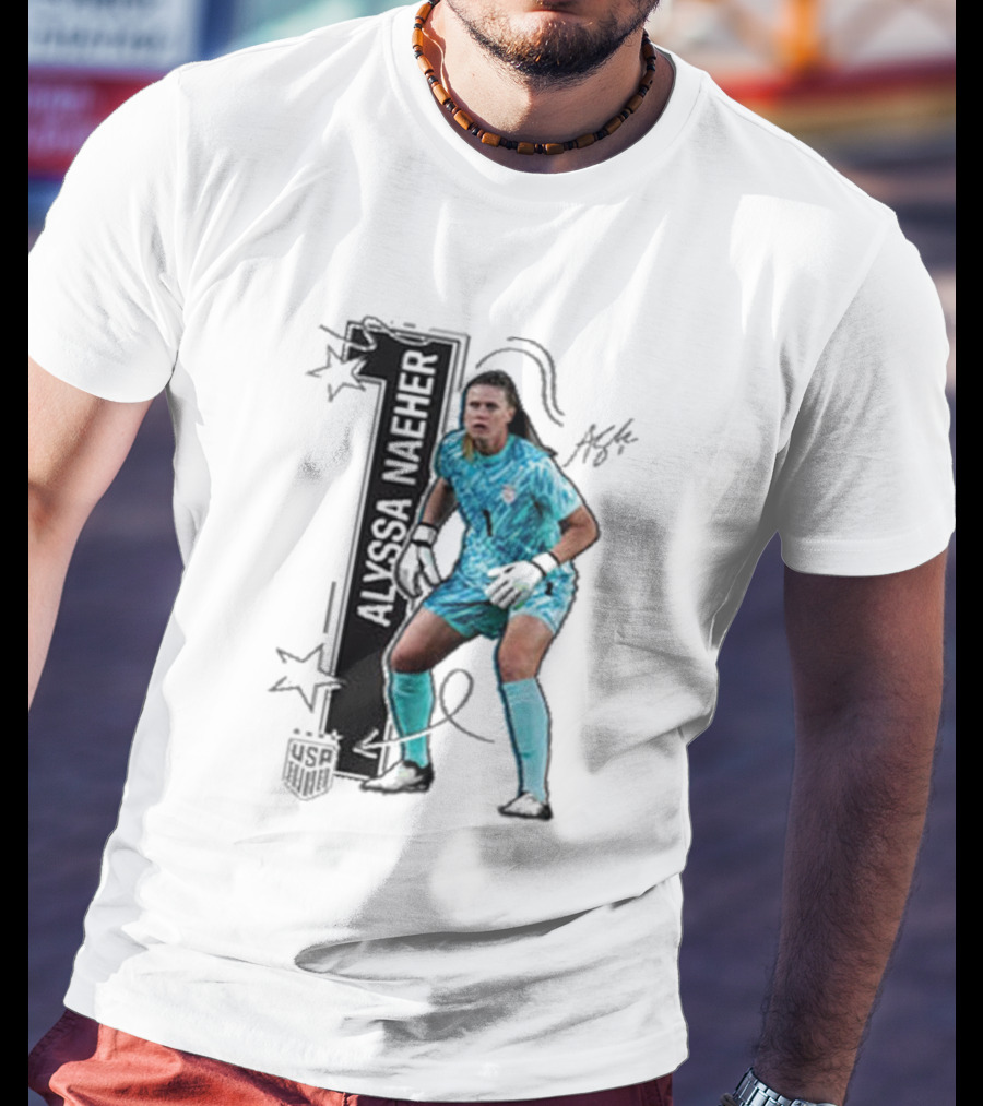 USWNT Alyssa Naeher Number One Star Keeper Signature T-Shirt