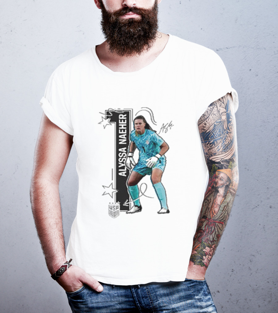 USWNT Alyssa Naeher Number One Star Keeper Signature T-Shirt