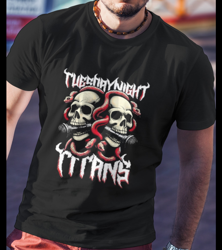 Jason Solomon Tuesday Night Titans Skulls And Snakes Microphone T-Shirt