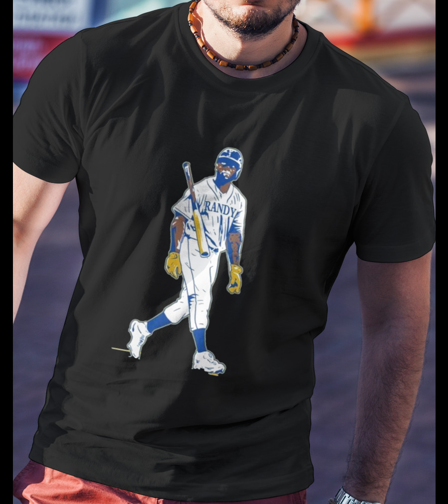Randy Arozarena Cold Seattle Batting Illustration White Uniform T-Shirt