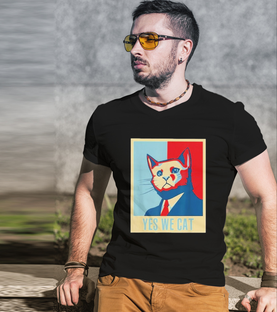 Retro Yes We Cat Funny Cat Lover Pet Owner Hope T-Shirt