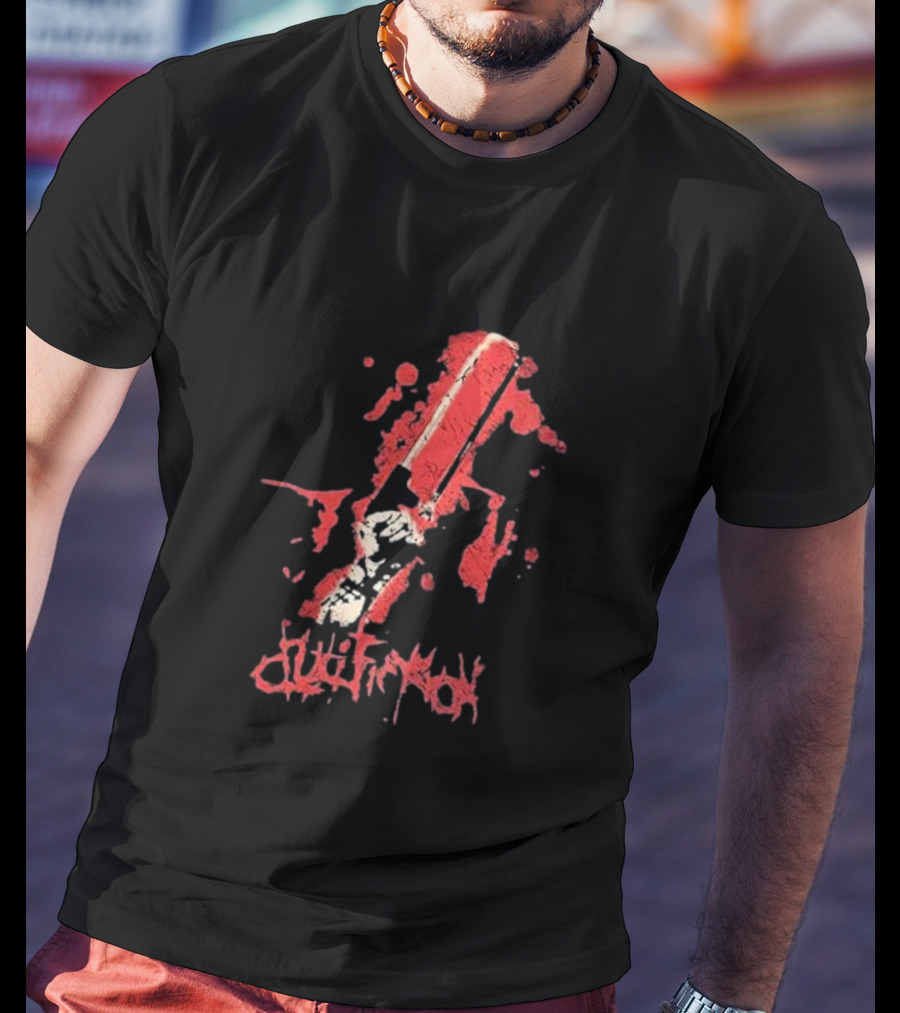 Crucifixion Saw Rise Records Blood Splatter Chainsaw T-Shirt