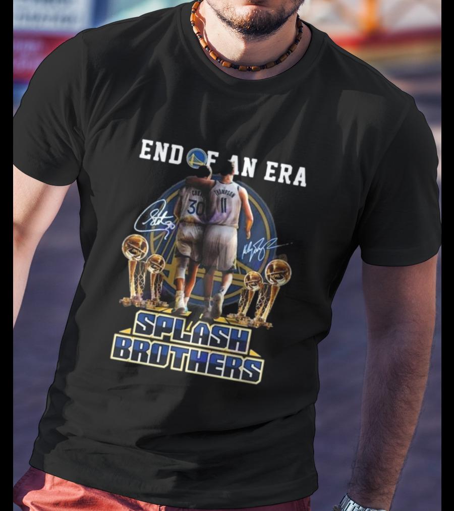 End Of An Era Golden State Warriors Splash Brothers Curry Thompson Signatures T-Shirt