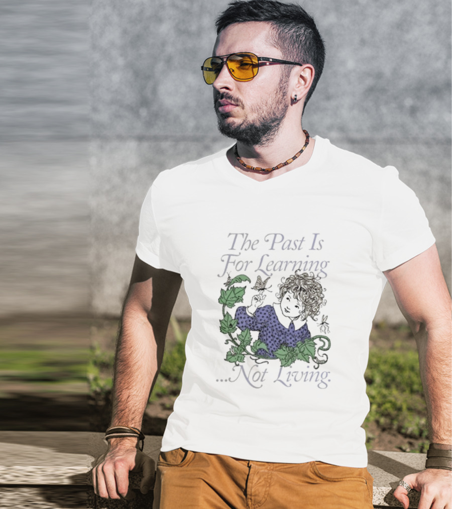 The Past Is For Learning Not Living Curly-Haired Child With Ivy And Butterflies T-Shirt