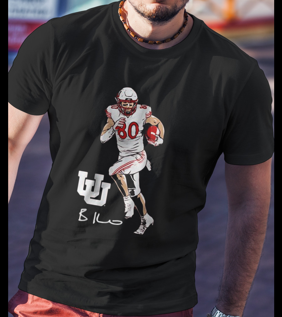 Brant Kuithe Utah Football Number 80 Superstar Pose With UW T-Shirt