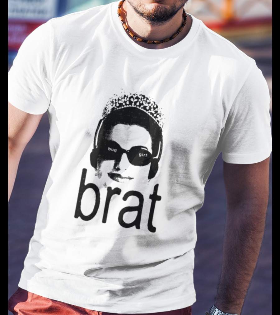 Brat Bug Girl Sunglasses And Headphones Tiara T-Shirt