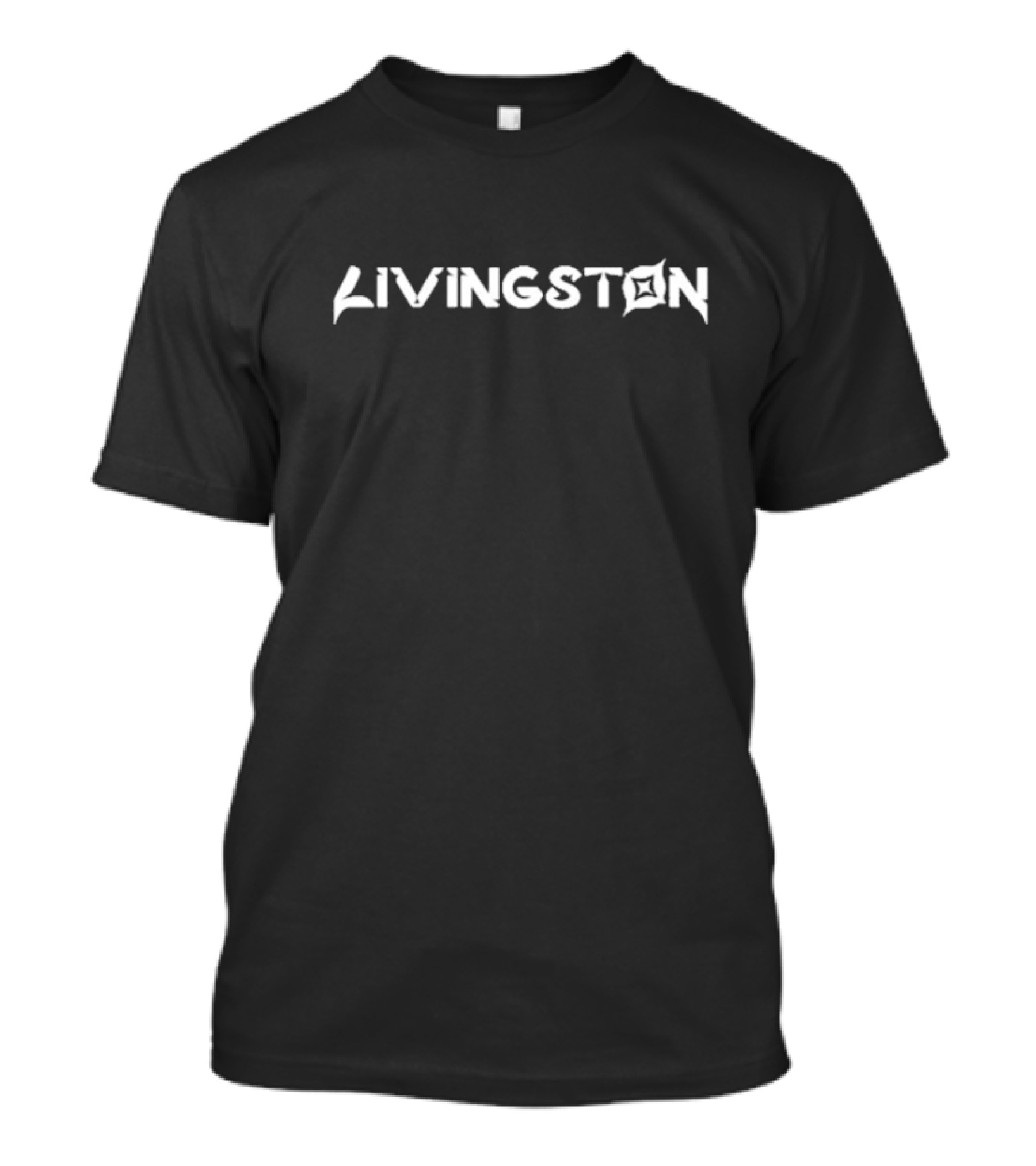 LIVINGSTON Stylish Bold Text Font White T-Shirt