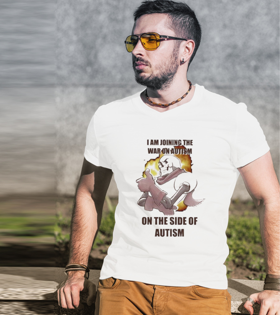 Joining The War On Autism On The Side Of Autism Thumbs Up Flame Background T-Shirt