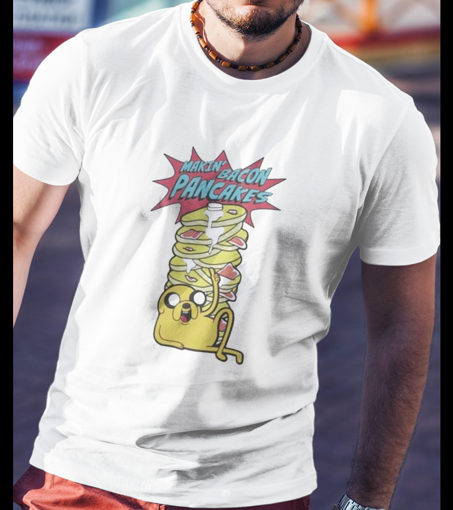 Adventure Time Jake Makin' Bacon Pancakes Stack T-Shirt