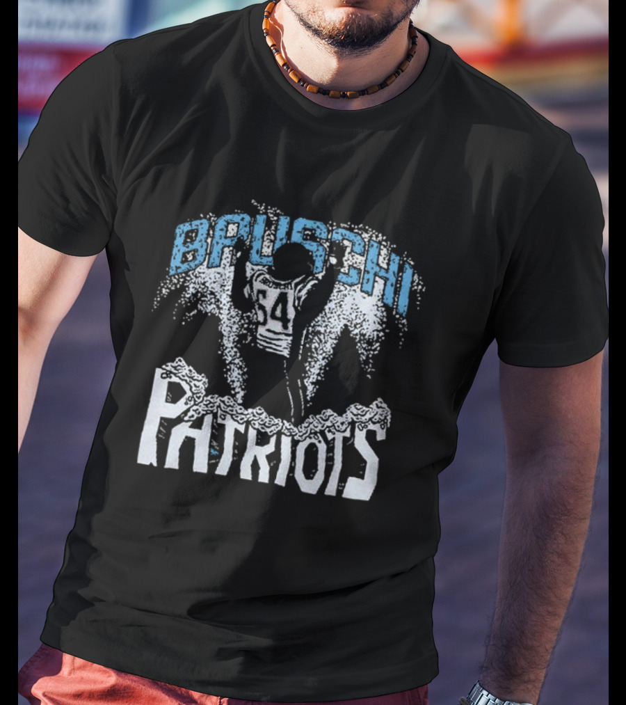 New England Patriots Bruschi 54 Snow T-Shirt