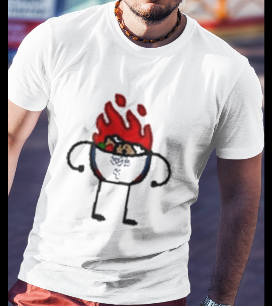Paint Hot Curry Animated Flame Bowl With Stick Figure Arms Legs T-Shirt