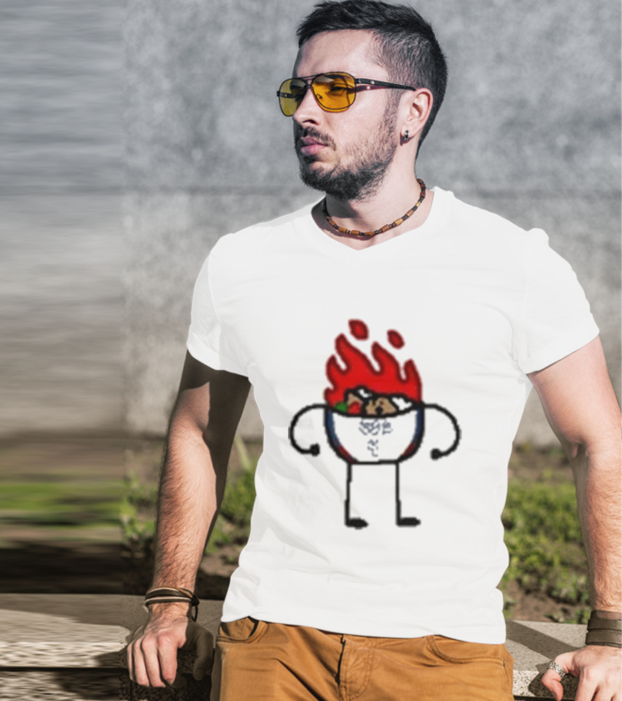 Paint Hot Curry Animated Flame Bowl With Stick Figure Arms Legs T-Shirt