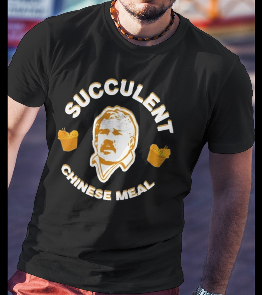 Succulent Chinese Meal With Illustrated Portrait And Takeout Boxes T-Shirt