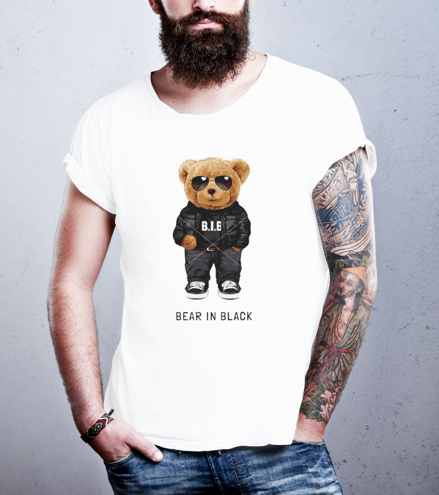 Bear In Black B.I.B Black In My Happy Color T-Shirt