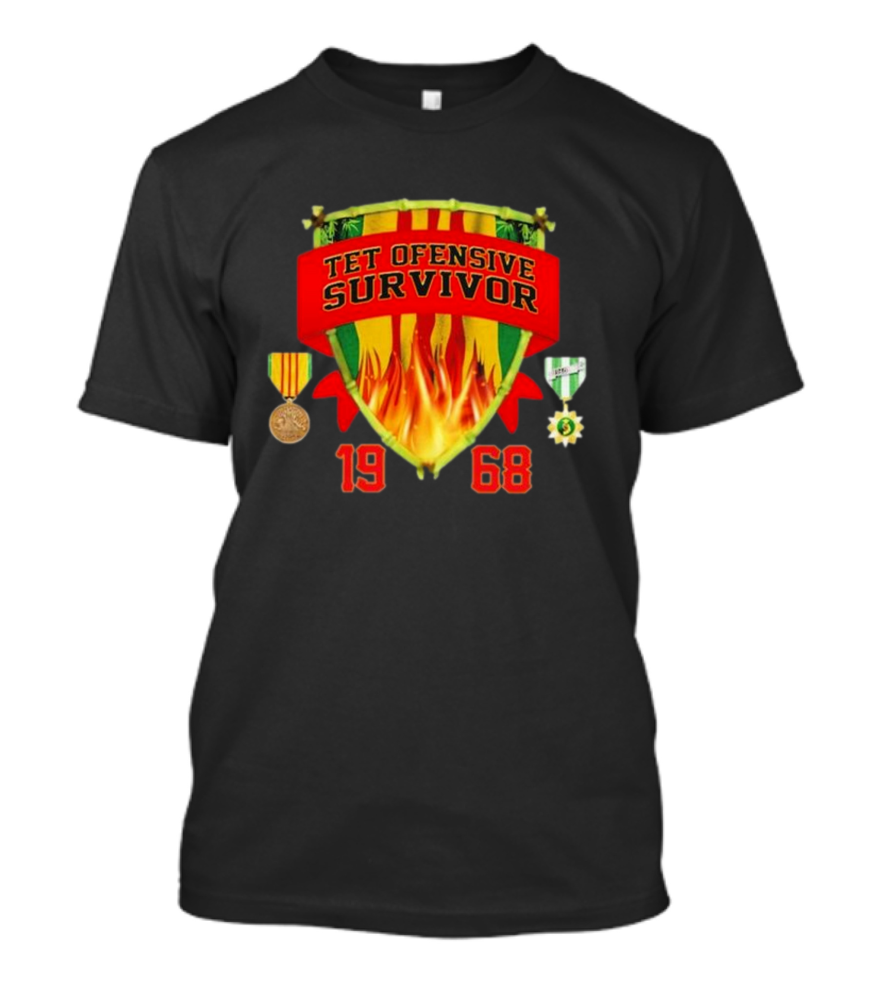 Tet Offensive Survivor 1968 Fire Shield Medals T-Shirt