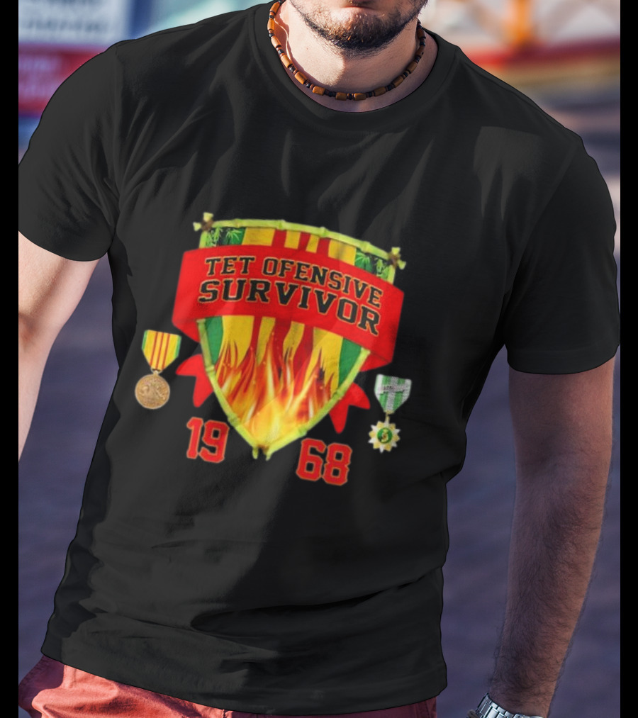 Tet Offensive Survivor 1968 Fire Shield Medals T-Shirt