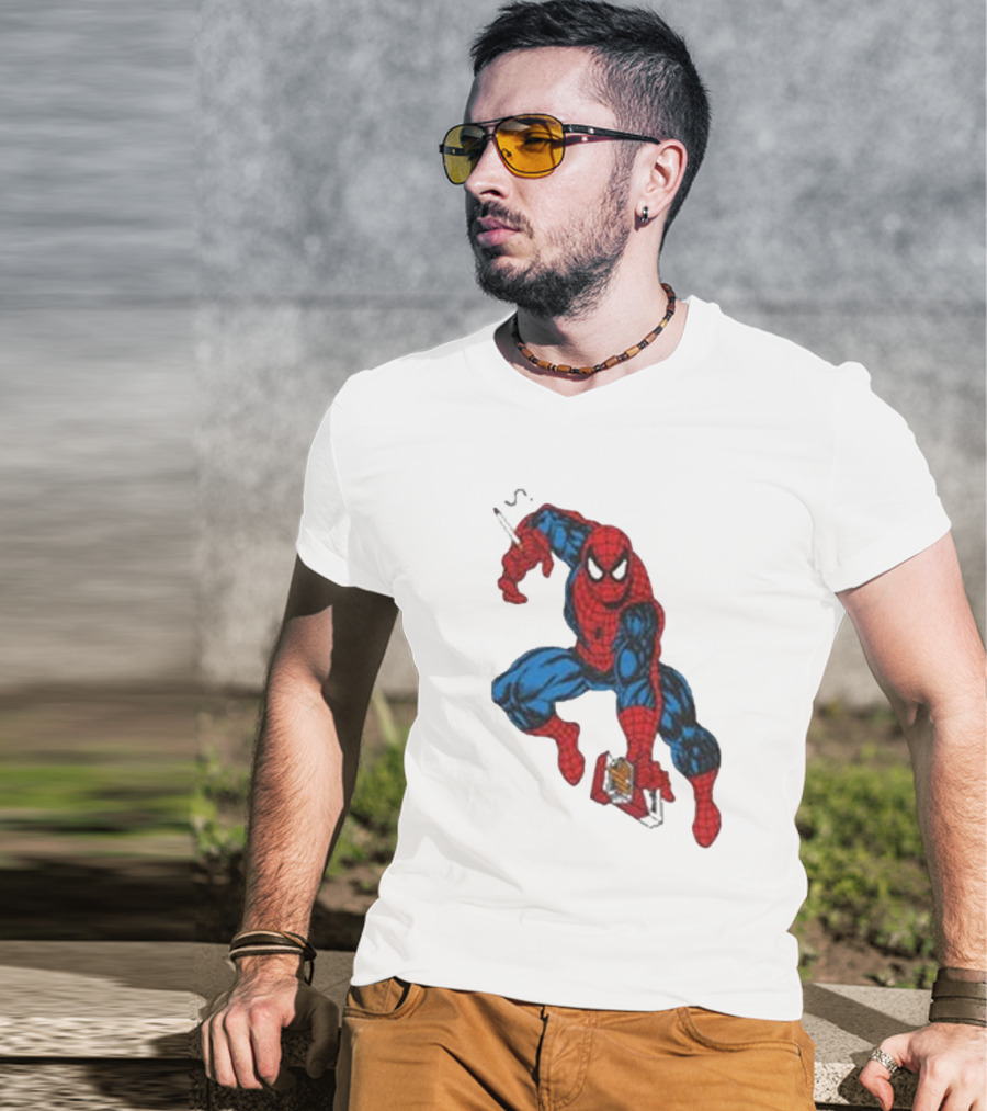 The Amazing Smokerman Comic Parody Smoking Jumping Hero T-Shirt
