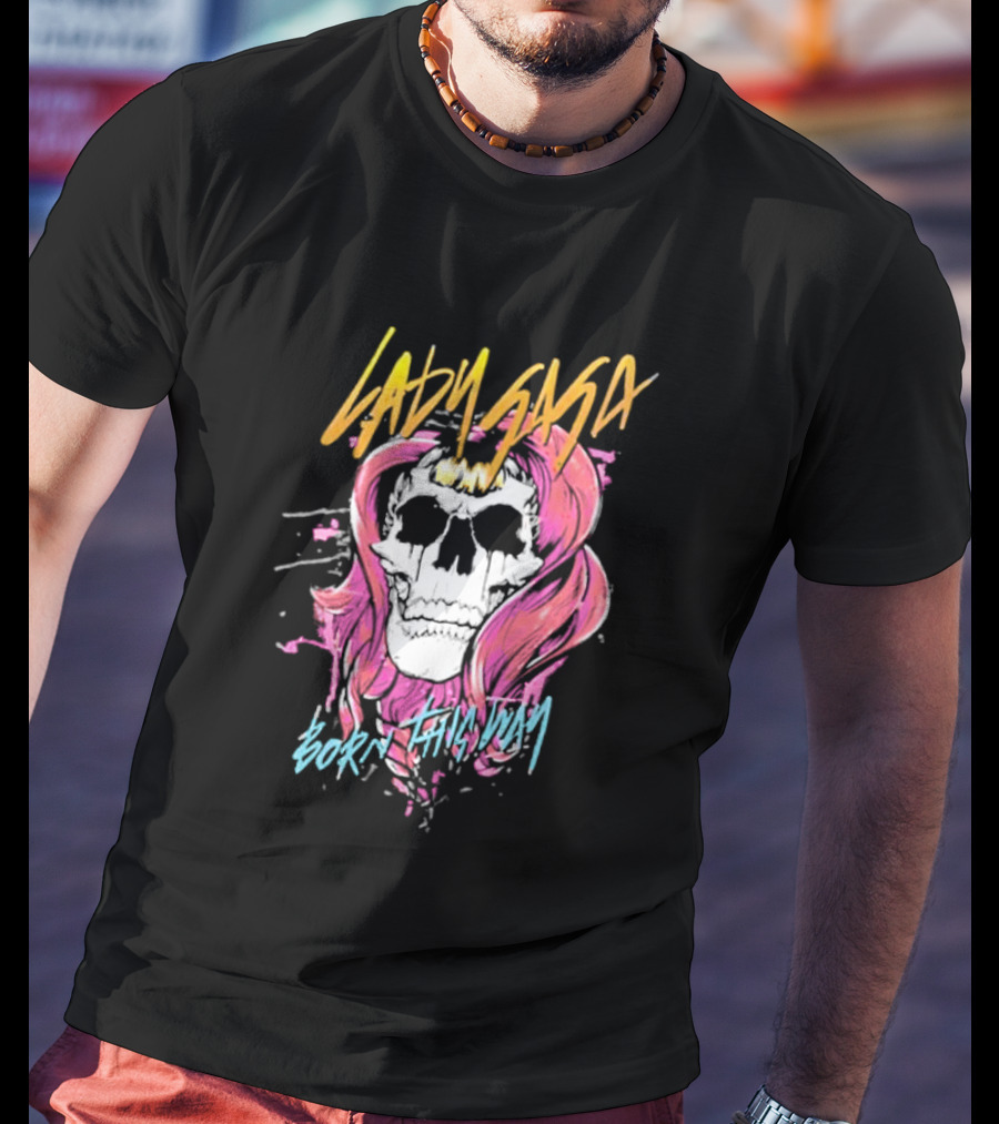 Lady Gaga Born This Way Skull Pink Hair T-Shirt