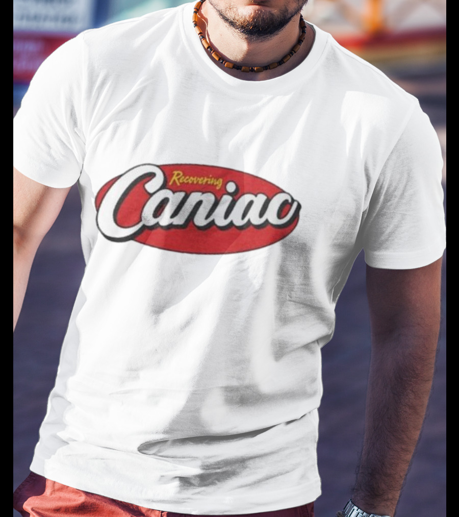 Middle Class Fancy Recovering Caniac Retro Style Bold Red Oval T-Shirt