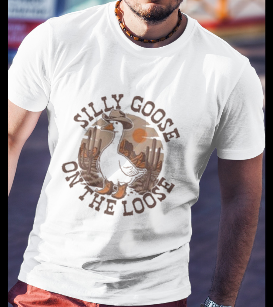 Silly Goose On The Loose Cowboy Desert Scene T-Shirt